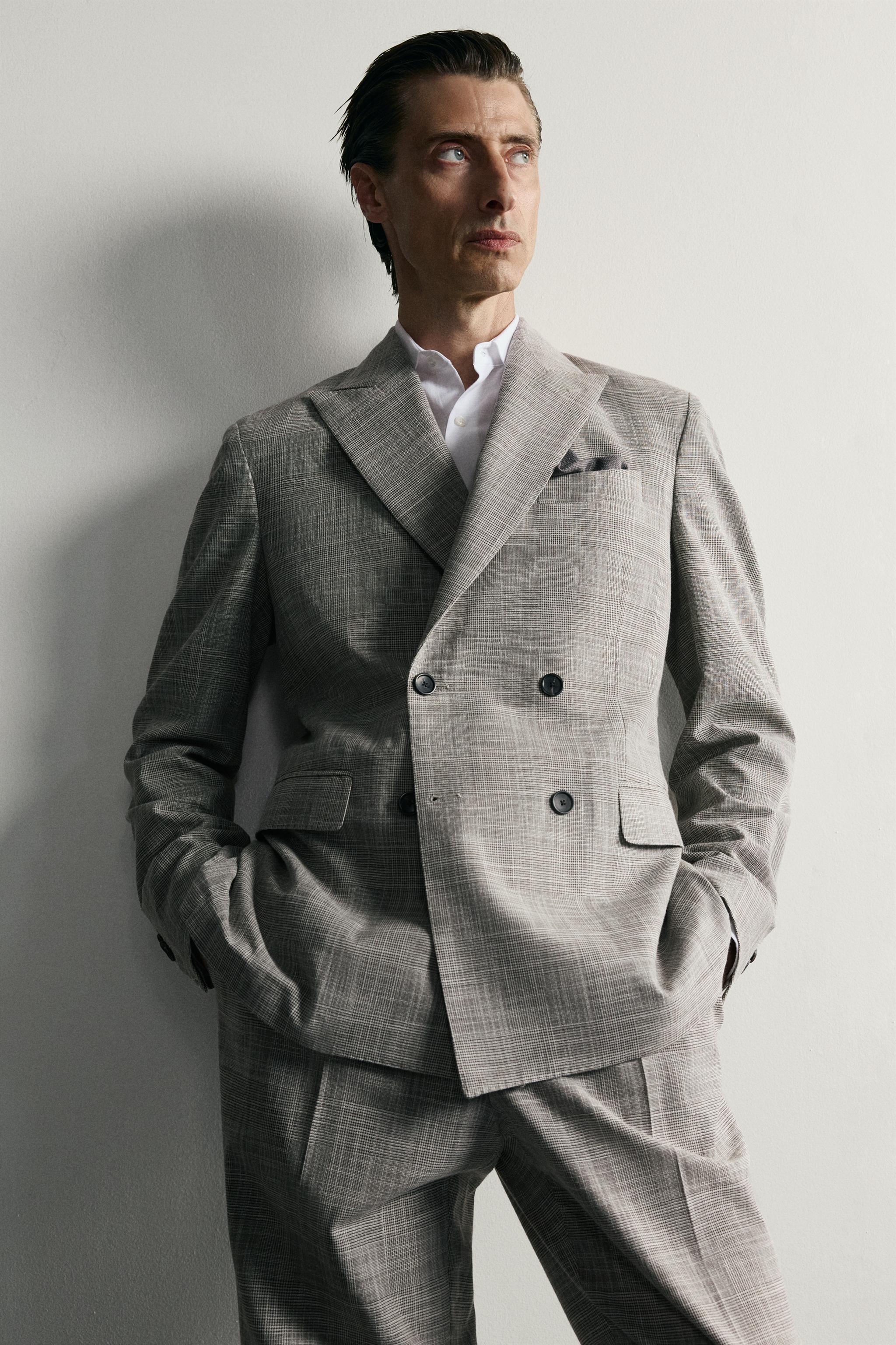 WOOL-BLEND PLAID REGULAR FIT SUIT BLAZER
